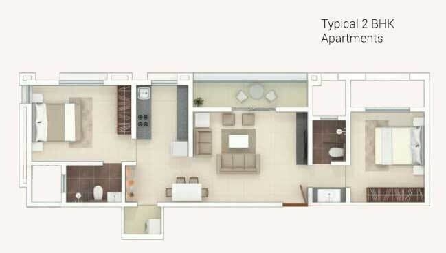 2 BHK 751 Sq. Ft. Apartment