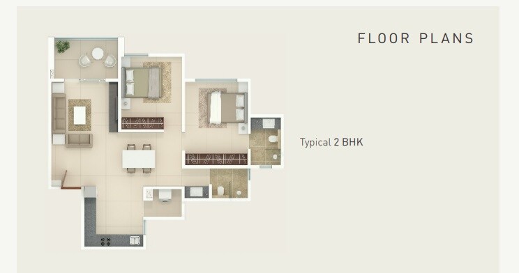 Floor plan of 2 BHK 642 Sq. Ft. Apartment in Rohan Madhuban Phase 2, Pune