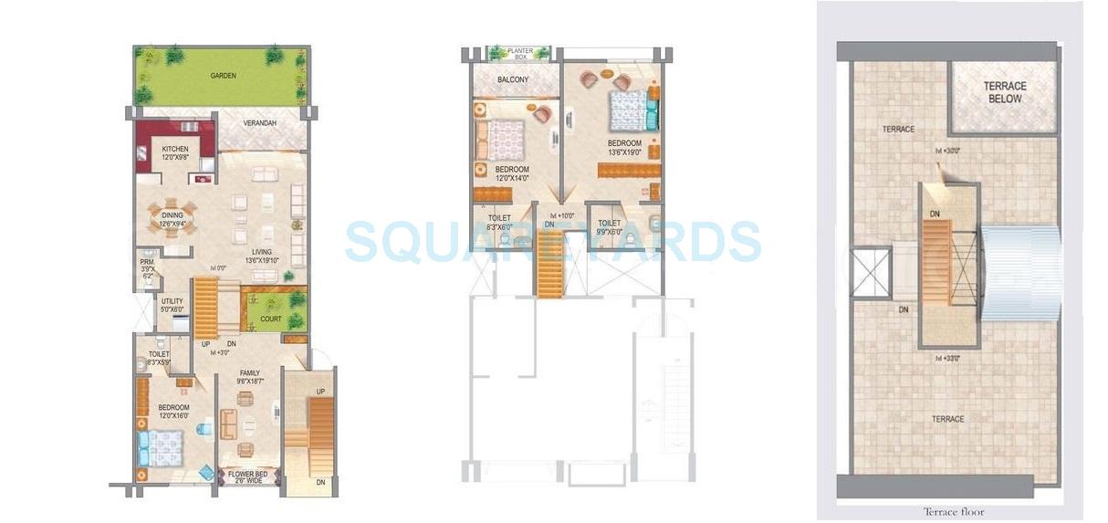 Floor plan of 3 BHK 2500 Sq. Ft. Villa in Rohan Seher Villa, Pune