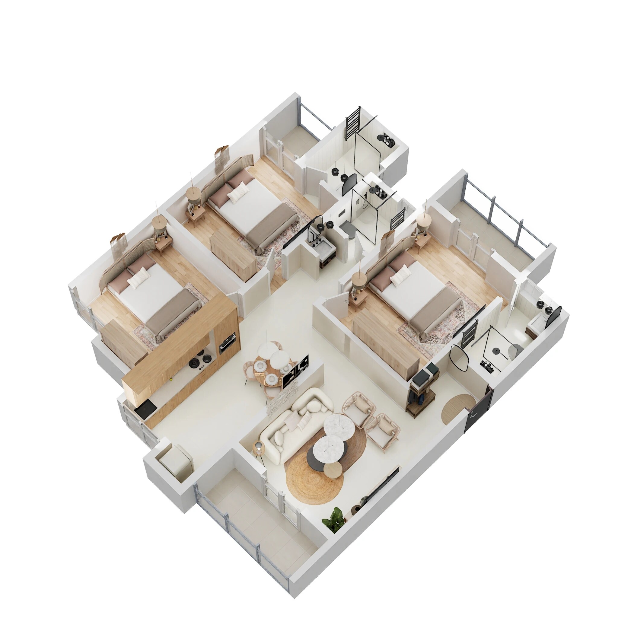 3 BHK 900 Sq. Ft. Apartment