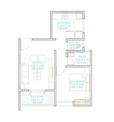 Other, roshan-milestone 1 Bedroom 442 Sq.Ft. Apartment In Tathawade Pune 7914157