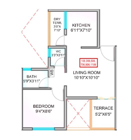 1 BHK 247 Sq. Ft. Apartment