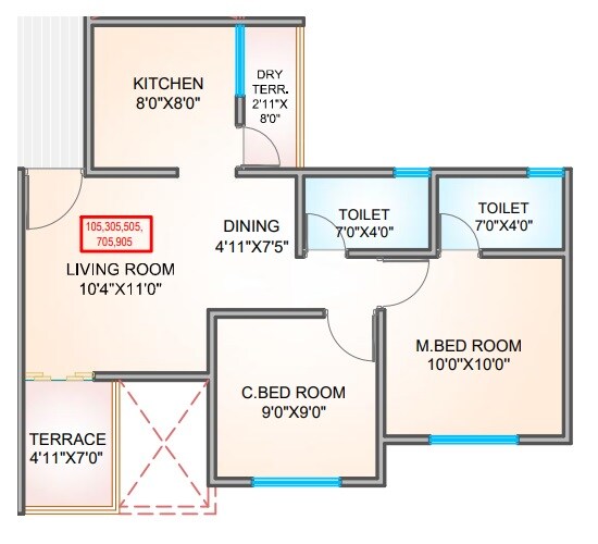 2 BHK 433 Sq. Ft. Apartment