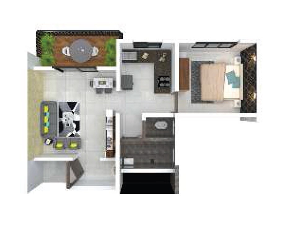 Floor plan of 1 BHK Apartment - 478 sq. ft. in Royal Gulmohar 24, Pune
