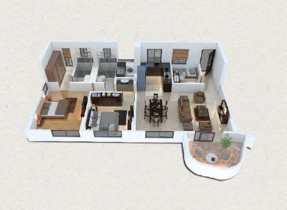 Floor plan of 2 BHK 960 Sq. Ft. Apartment in Royal Velstand Phase 2, Pune