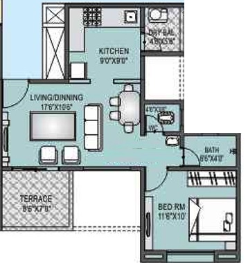 1 BHK 395 Sq. Ft. Apartment in RR Lunkad Riddhi Siddhi Heights