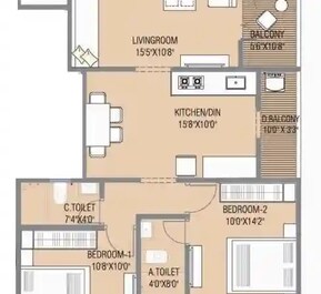 2 BHK 670 Sq. Ft. Apartment in RR Raut Heights