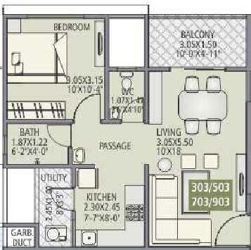 1 BHK 485 Sq. Ft. Apartment