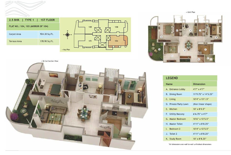 Floor plan of 2 BHK 924 Sq. Ft. Apartment in Rucha Vantage, Pune