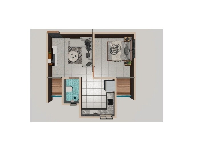 Floor plan of 1 BHK 425 Sq. Ft. Apartment in Rudrakshum Residency, Pune