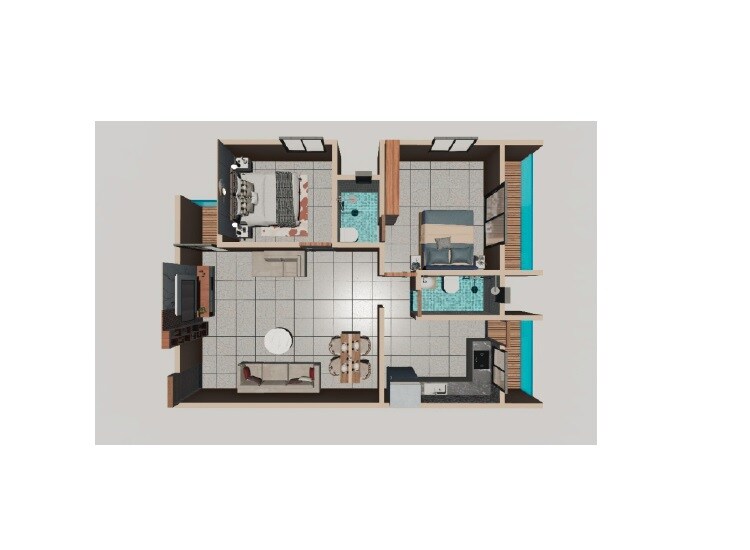Floor plan of 2 BHK 811 Sq. Ft. Apartment in Rudrakshum Residency, Pune