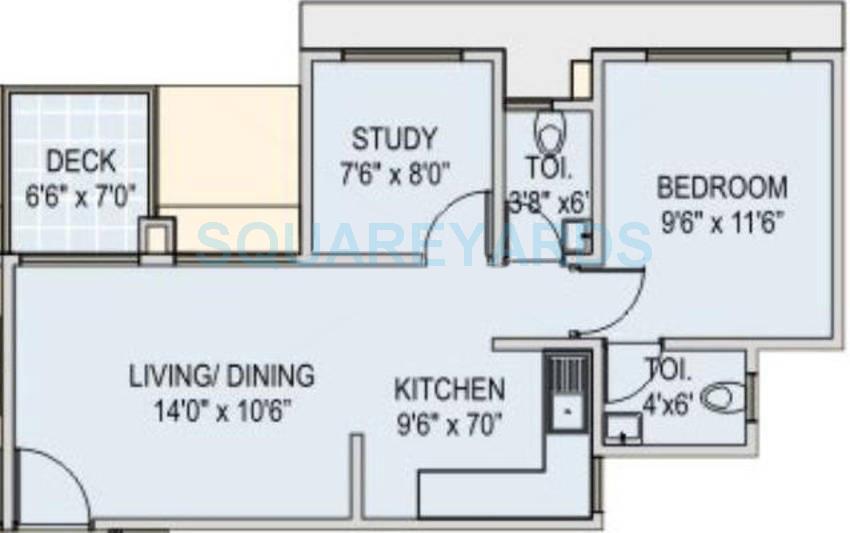 Floor plan of 1 BHK Apartment - 675 sq. ft. in Runwal Euphoria, Pune