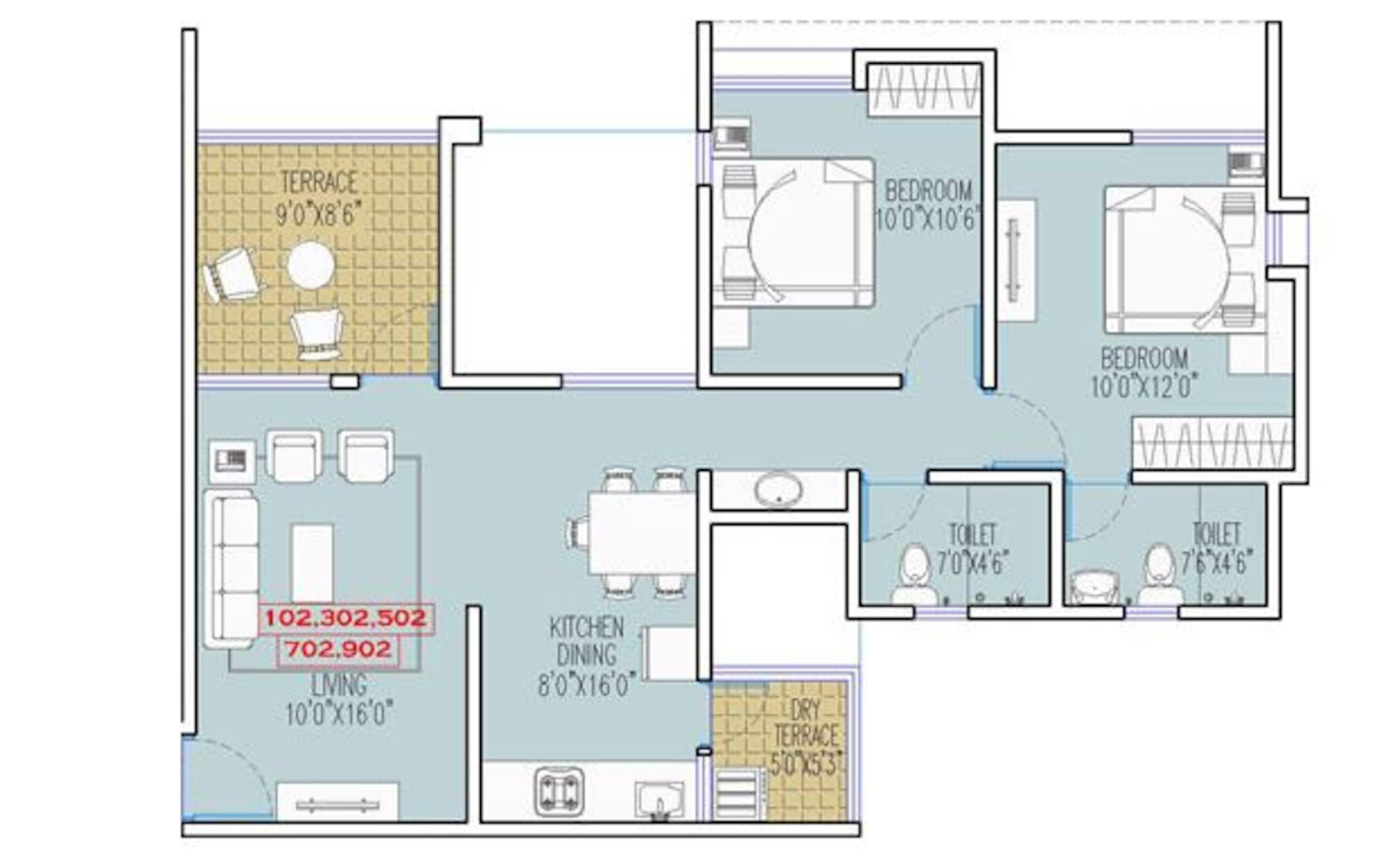 runwal seagull apartment 2bhk 980sqft 1