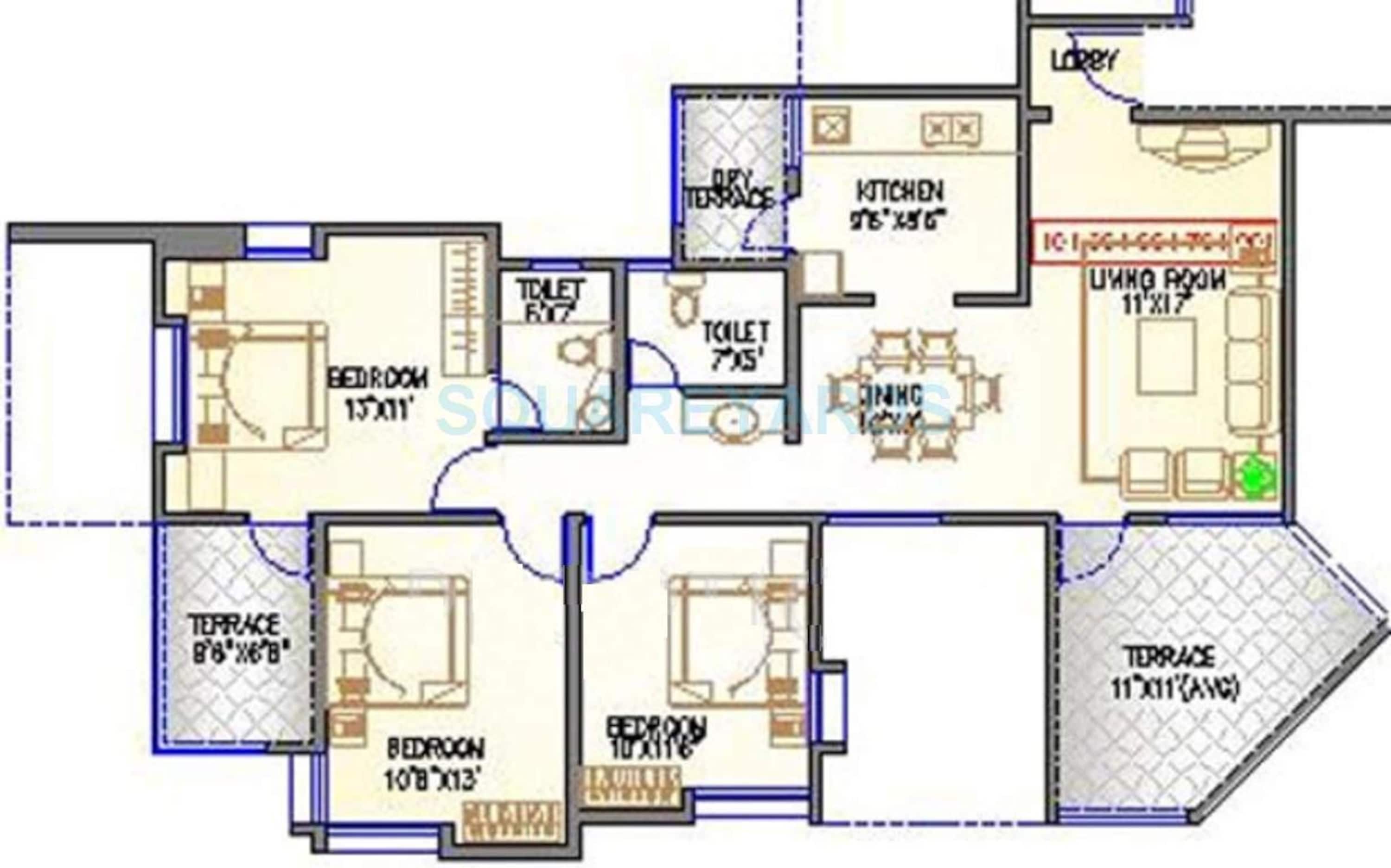 runwal seagull apartment 3bhk 1161sqft1