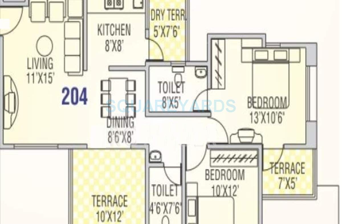 2 BHK 961 Sq. Ft. Apartment in Runwal Snehanjali