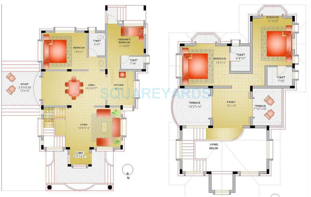 Floor plan of 3 BHK 2311 Sq. Ft. Villa in Runwal Song Of Life County, Pune