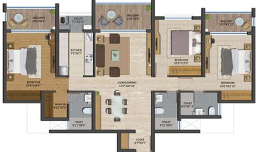  3 BHK Apartment at Runwal The Central Park, Chinchwad – for Rent