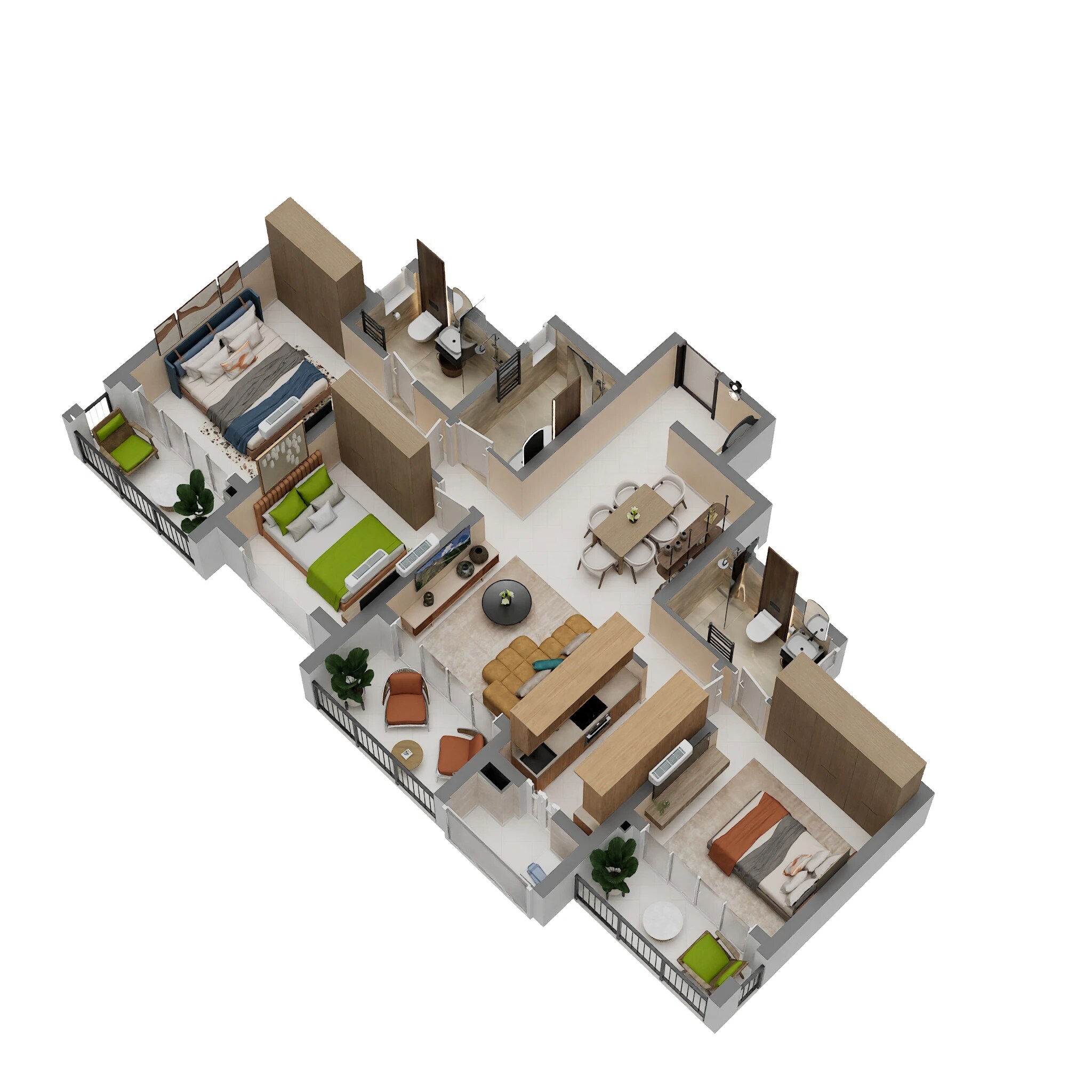 3 BHK 978 Sq. Ft. Apartment