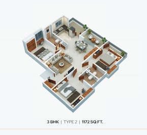 3 BHK 1172 Sq. Ft. Apartment in RVK Tarang