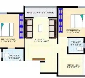 2 BHK 569 Sq. Ft. Apartment in RVR Arohan
