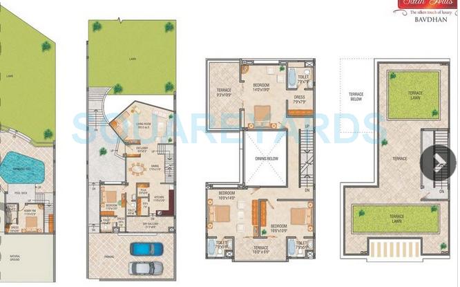 Floor plan of 5 BHK 4712 Sq. Ft. Villa in Saarrthi Satin Hills, Pune