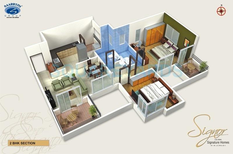 2 BHK 1105 Sq. Ft. Apartment