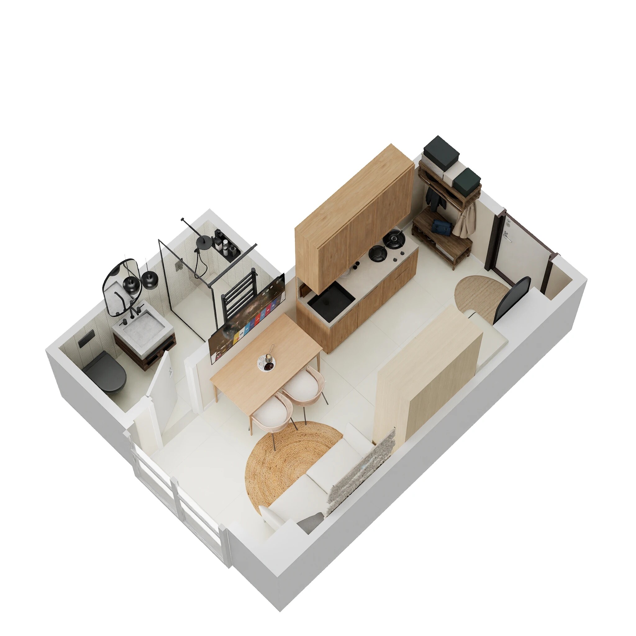 Floor plan of Studio - 216 sq. ft. in Saarrthi Skybizz, Pune