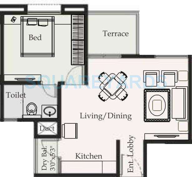 1 BHK 654 Sq. Ft. Apartment in Saarrthi Sovereign
