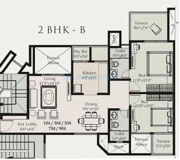 2 BHK 1134 Sq. Ft. Apartment