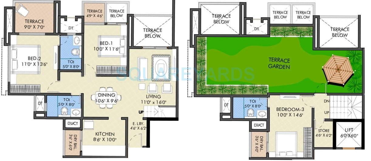 Floor plan of 2 BHK 1810 Sq. Ft. Apartment in Saarrthi Sovereign, Pune