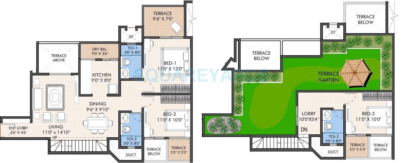 Floor plan of 3 BHK 1860 Sq. Ft. Apartment in Saarrthi Sovereign, Pune
