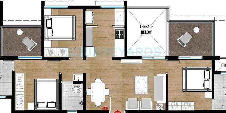 saarrthi suburbia apartment 3bhk 1019sqft 9705