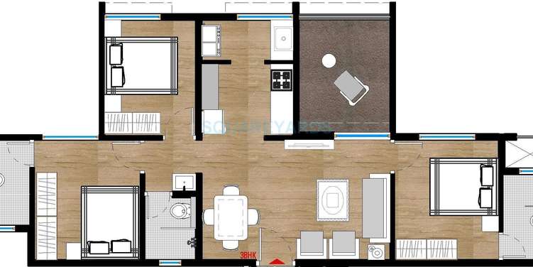 saarrthi suburbia apartment 3bhk 978sqft 9704