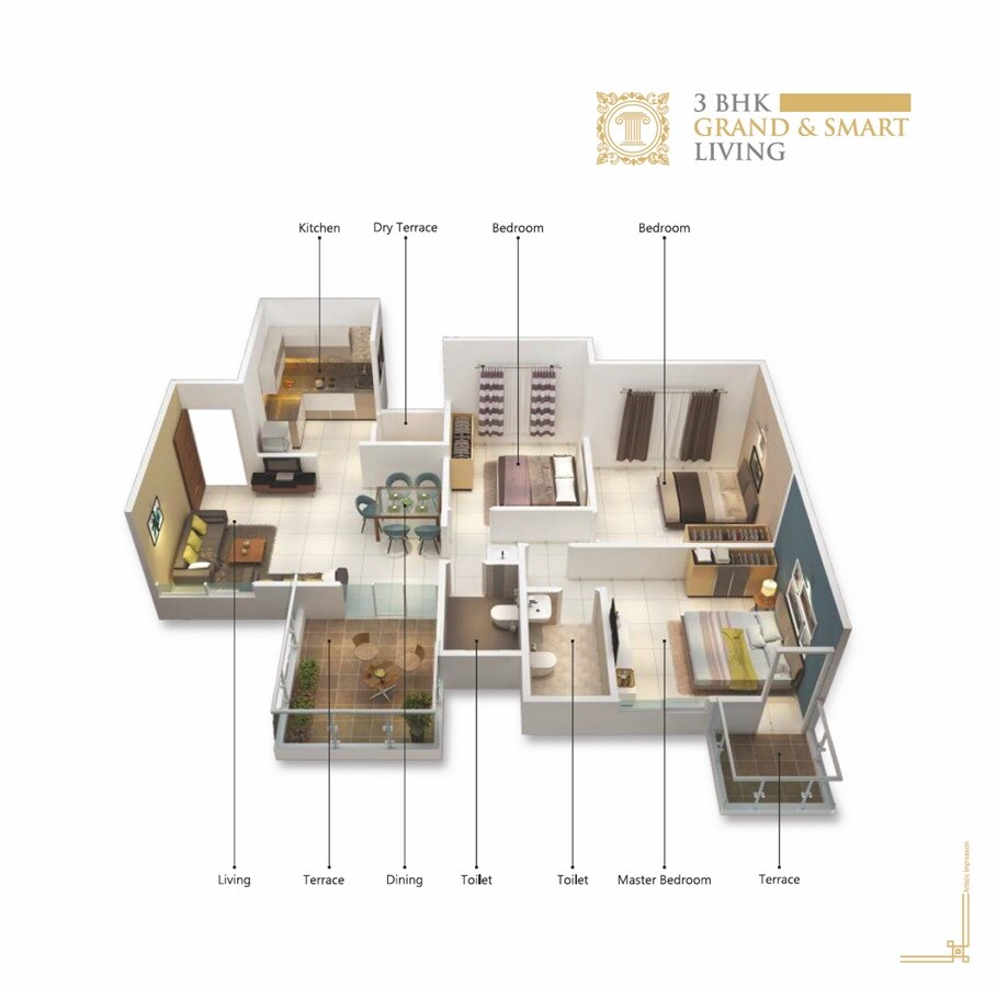 3 BHK 1016 Sq. Ft. Apartment