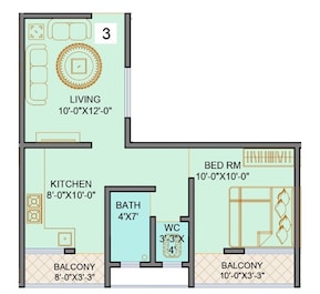 1 BHK 451 Sq. Ft. Apartment in Saga City Heights