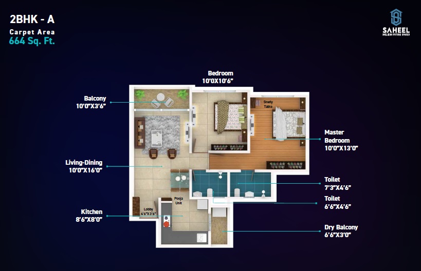 2 BHK 664 Sq. Ft. Apartment in Saheel Itrend Baner NX