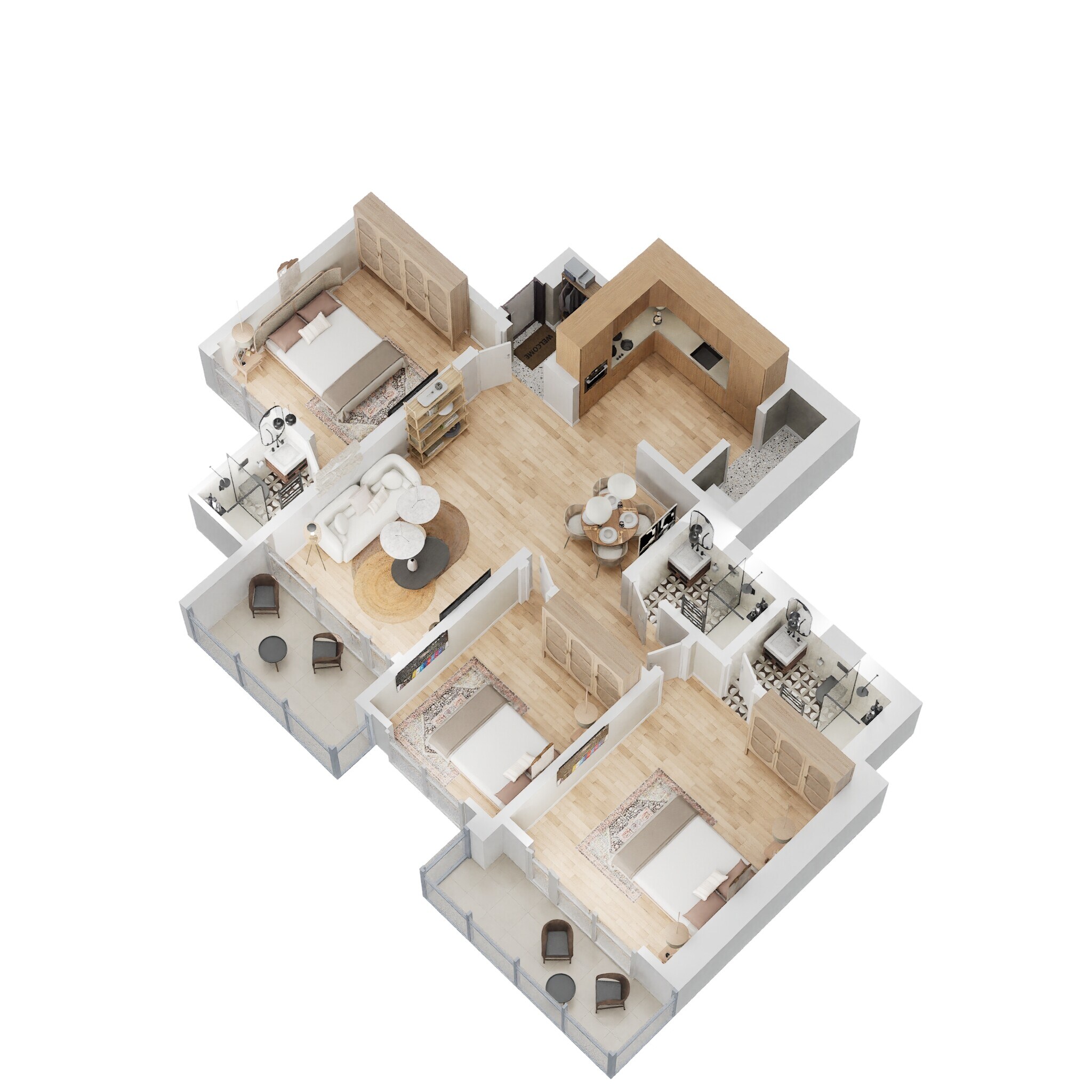 3 BHK 1120 Sq. Ft. Apartment