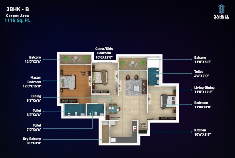 Other, saheel-itrend-futura 3 Bedroom 1115 Sq.Ft. Apartment In Mahalunge Pune 7301547