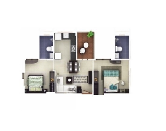 Floor plan of 2 BHK 514 Sq. Ft. Apartment in Saheel ITrend Homes, Pune