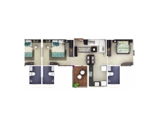 Floor plan of 2 BHK 563 Sq. Ft. Apartment in Saheel ITrend Homes, Pune