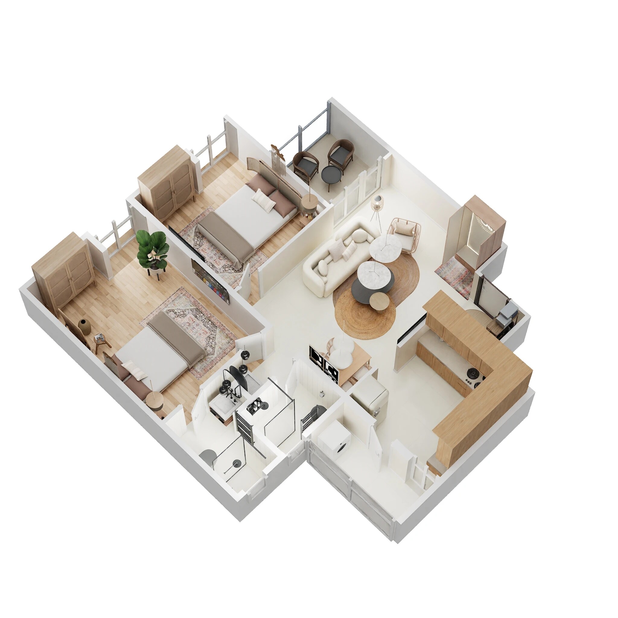 Floor plan of 2 BHK 747 Sq. Ft. Apartment in Saheel ITrend Life Plus, Pune