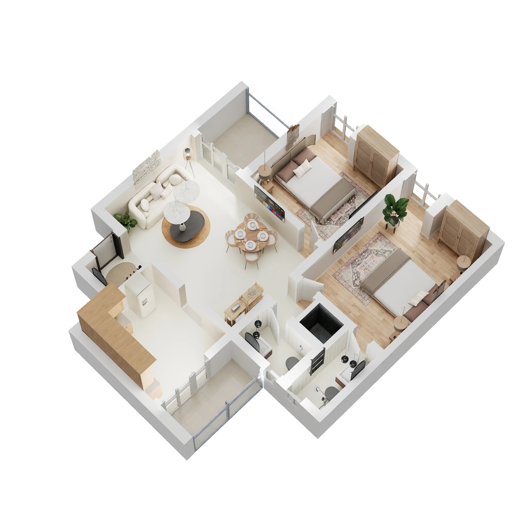 Floor plan of 2 BHK 754 Sq. Ft. Apartment in Saheel ITrend Life Plus, Pune