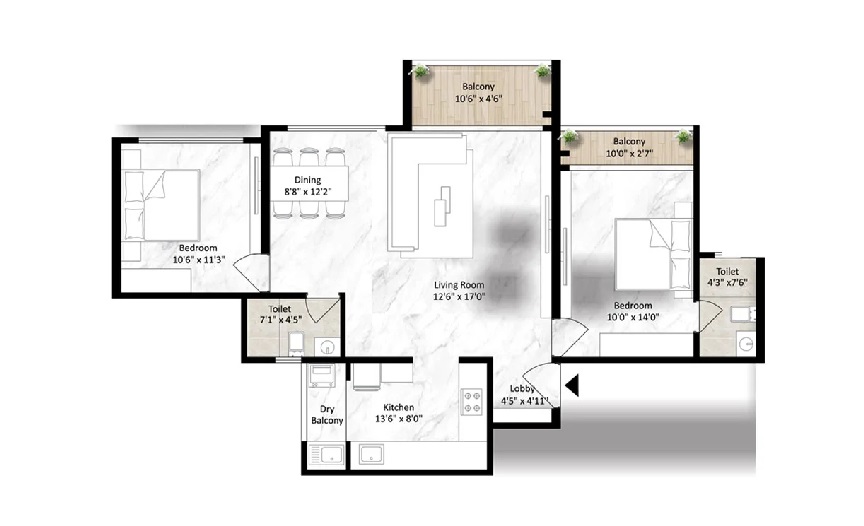 2 BHK 690 Sq. Ft. Apartment in Saheel Itrend Vesta