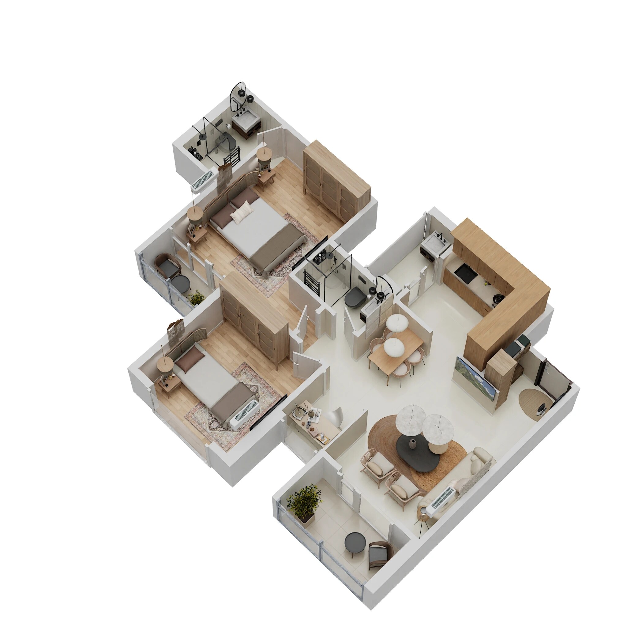 2 BHK 734 Sq. Ft. Apartment