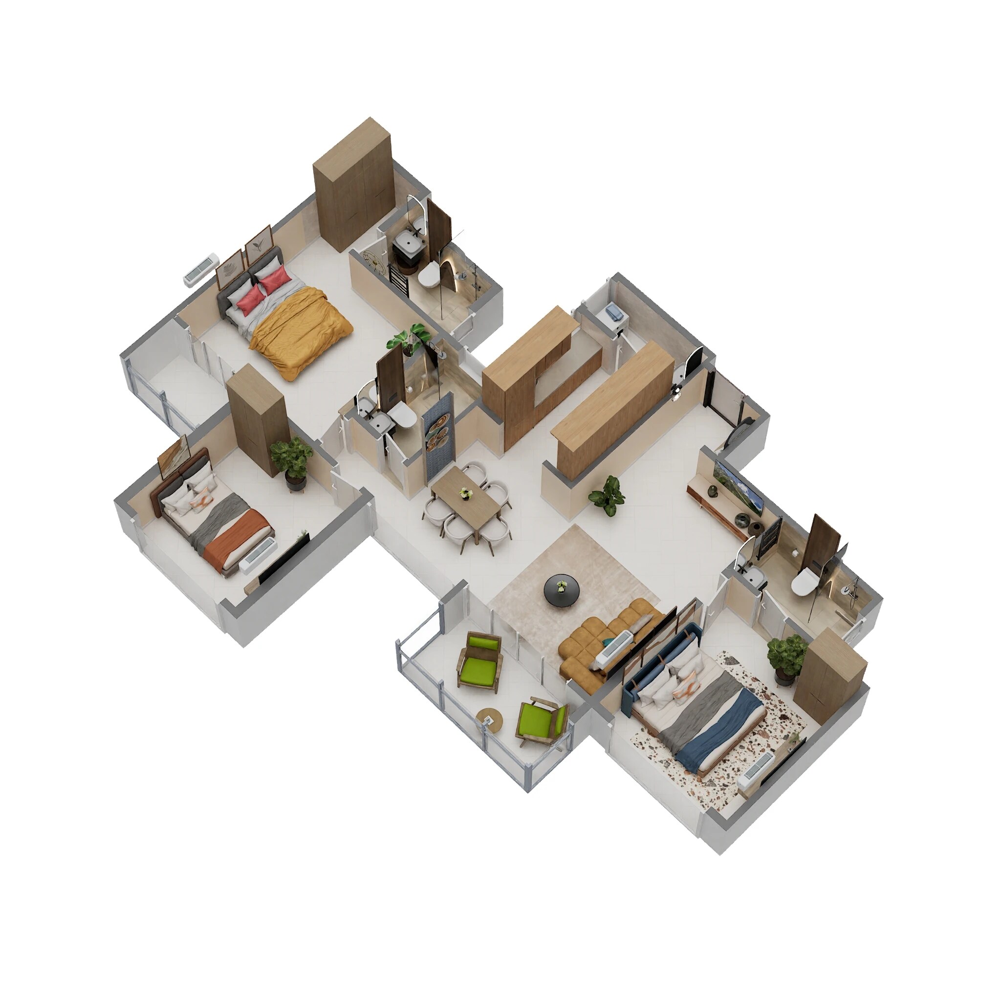 3 BHK 1029 Sq. Ft. Apartment