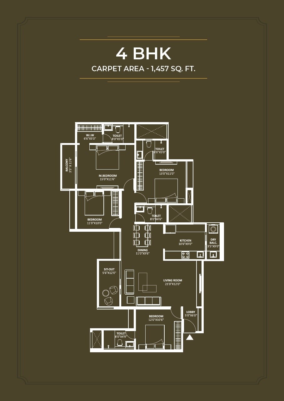 4 BHK 1457 Sq. Ft. Apartment
