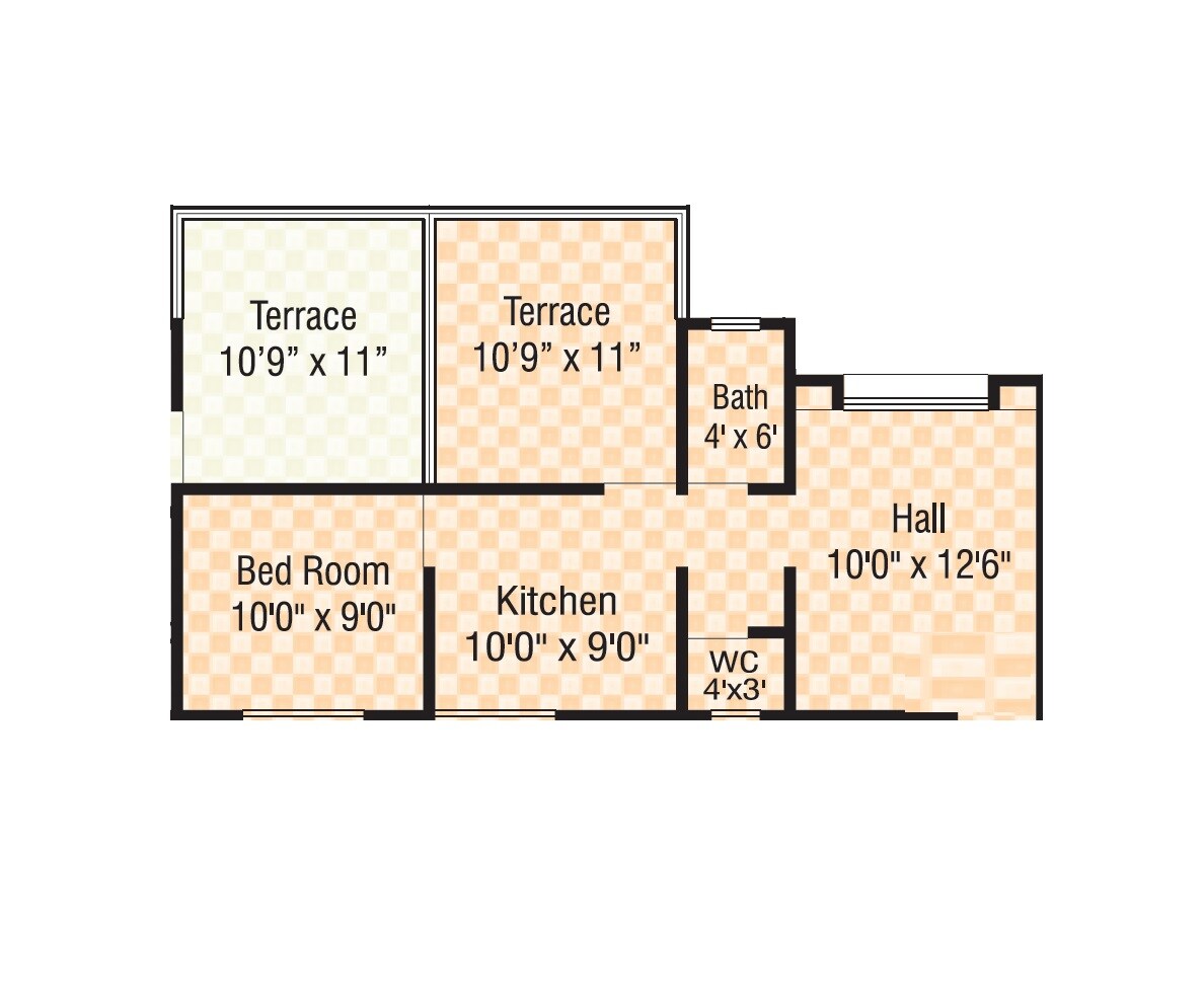 Floor plan of 1 BHK 377 Sq. Ft. Apartment in Sahil Anand, Pune