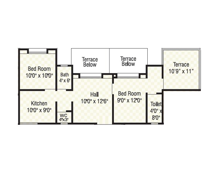 Floor plan of 2 BHK 585 Sq. Ft. Apartment in Sahil Anand, Pune