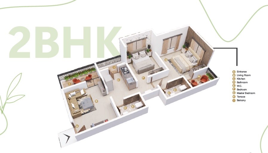 Floor plan of 2 BHK 699 Sq. Ft. Apartment in Sahyadri Apartments Uruli Kanchan, Pune