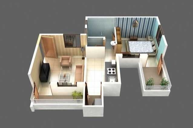Floor plan of 1 BHK 576 Sq. Ft. Apartment in Sai Anushka Residency, Pune